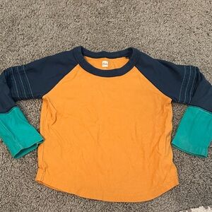 Tea Collection Navy and Mustard Long Sleeve Tee